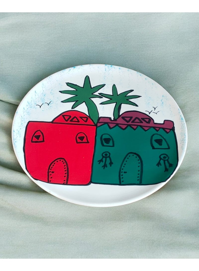 color zone pottery Round pottery plate (30 cm) for decoration and hanging (only) hand painted - Image 1