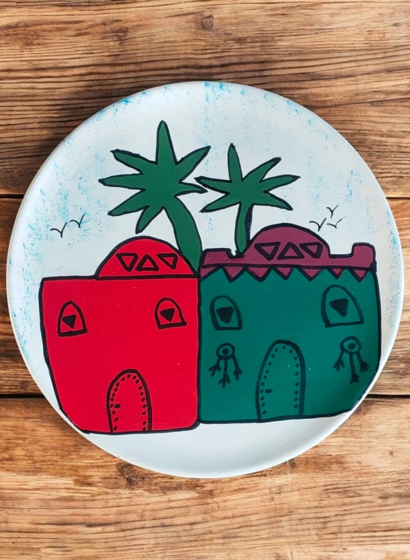 color zone pottery Round pottery plate (30 cm) for decoration and hanging (only) hand painted - Image 3