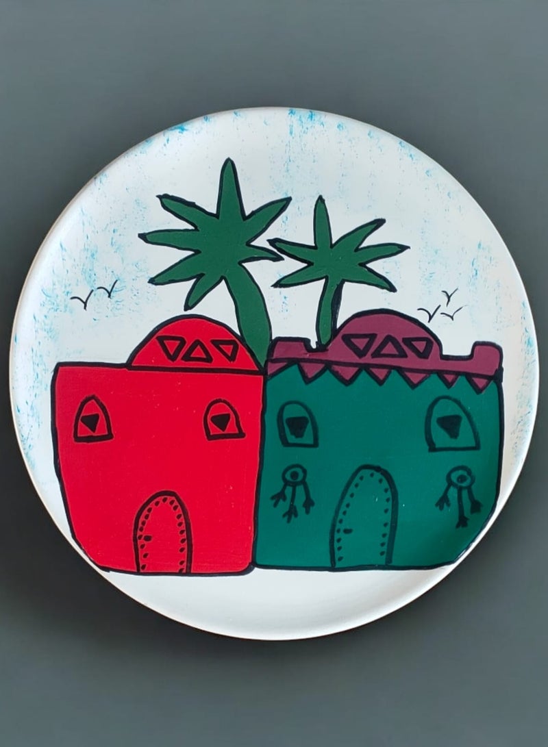 color zone pottery Round pottery plate (30 cm) for decoration and hanging (only) hand painted - Image 2