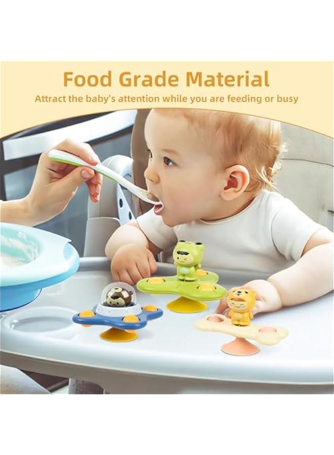 3-Piece Suction Cup Spinner Baby Sensory Bath High Chair Toddlers Montessori Travel  Birthday Gifts Kids Boys Girls  - Image 2