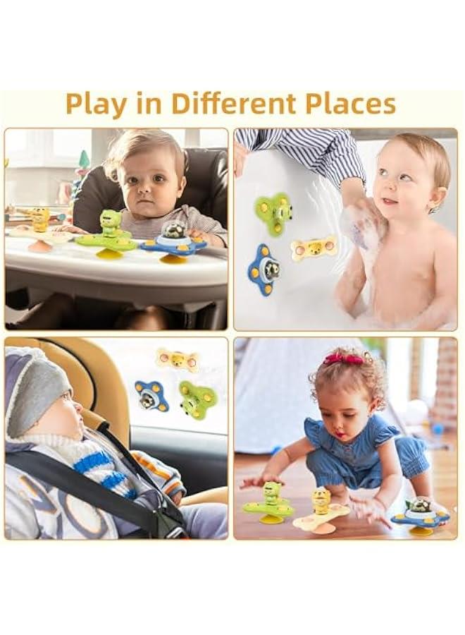 3-Piece Suction Cup Spinner Baby Sensory Bath High Chair Toddlers Montessori Travel  Birthday Gifts Kids Boys Girls  - Image 3