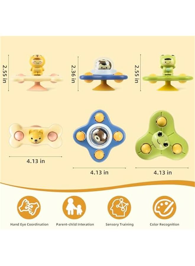 3-Piece Suction Cup Spinner Baby Sensory Bath High Chair Toddlers Montessori Travel  Birthday Gifts Kids Boys Girls  - Image 4