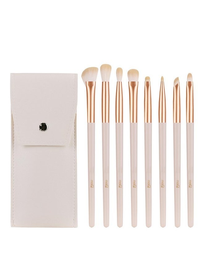 MSQ Eye Makeup Brushes 8Pcs Eyeshadow Makeup Brushes Set, Soft Synthetic Hairs For Eyeshadow, Eyeliner, Blending, Concealer, Nose Shadow (Khaki)  - Image 1