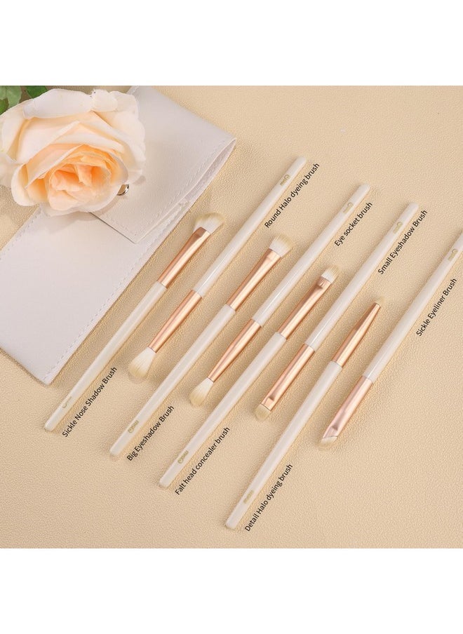 MSQ Eye Makeup Brushes 8Pcs Eyeshadow Makeup Brushes Set, Soft Synthetic Hairs For Eyeshadow, Eyeliner, Blending, Concealer, Nose Shadow (Khaki)  - Image 4