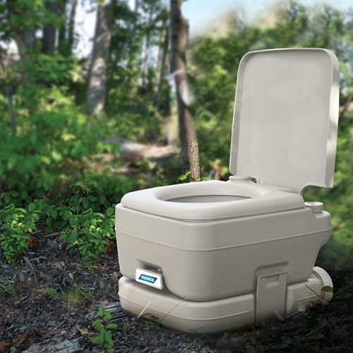 Camco 26Gallon Portable Toilet  Features Detachable Holding Tank wSealing Slide Valve  BellowType Flush  Easy Transport wCompact Lightweight Design  Carry Handle  Gray 41531 - Image 4