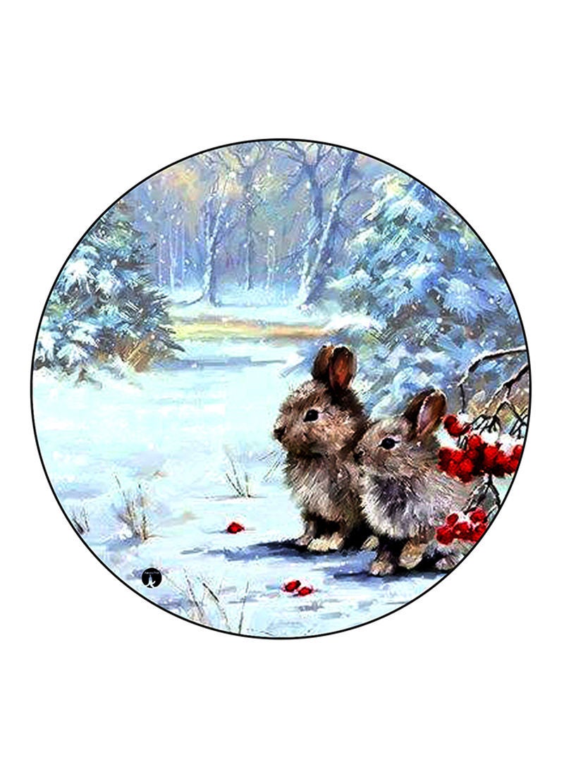 RKN Rabbits Printed Mouse Pad  Round  Multicolour