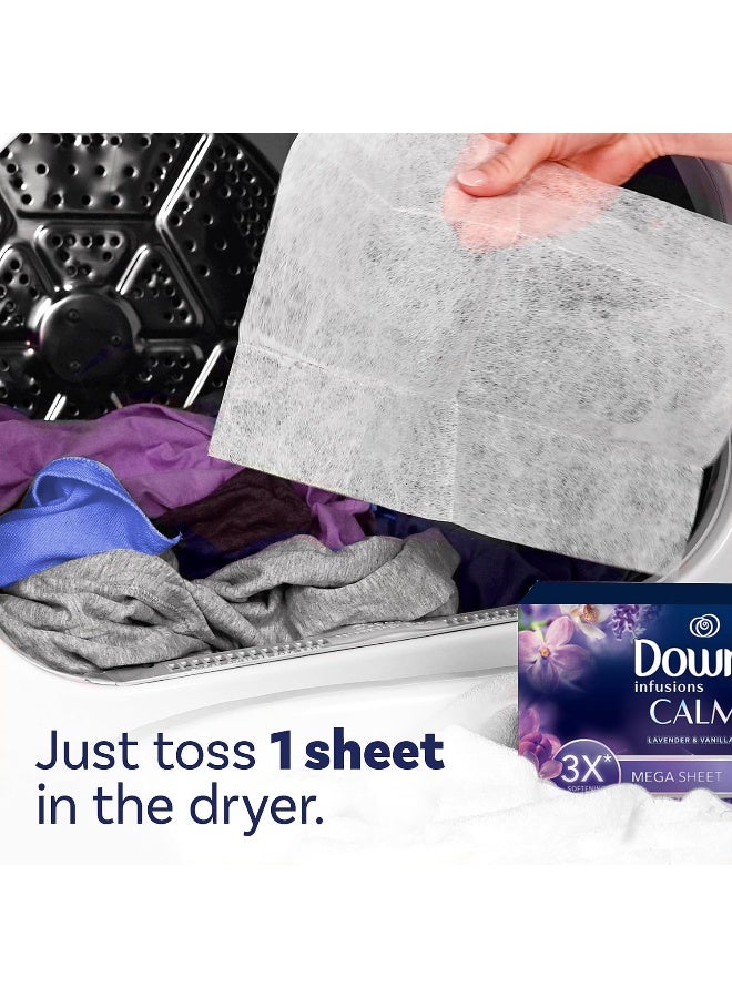 Downy Downy Infusions Mega Dryer Sheets, Laundry Fabric Softener, CALM, Lavender and Vanilla Bean, 180 Count - Image 2