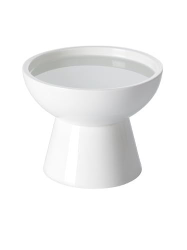 LoeJan Elevated Cat Food and Water Bowls Set Extra Wide and Raised Ceramic Bowls AntiVomit WhiskerFree Pressure Cat Feeder for Kittens to Adult Cats and Small Dogs White Water Bowl - Image 1