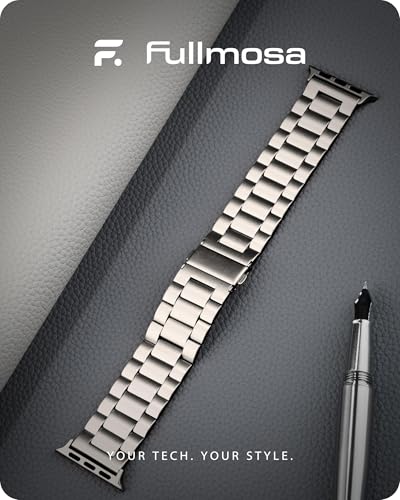 Fullmosa Metal Band Compatible with Apple Watch Bands 45mm 44mm 42mm iWatch Band with Case for Apple Watch Series 9 8 7 6 5 4 3 2 1 SE321 Starlight - Image 3