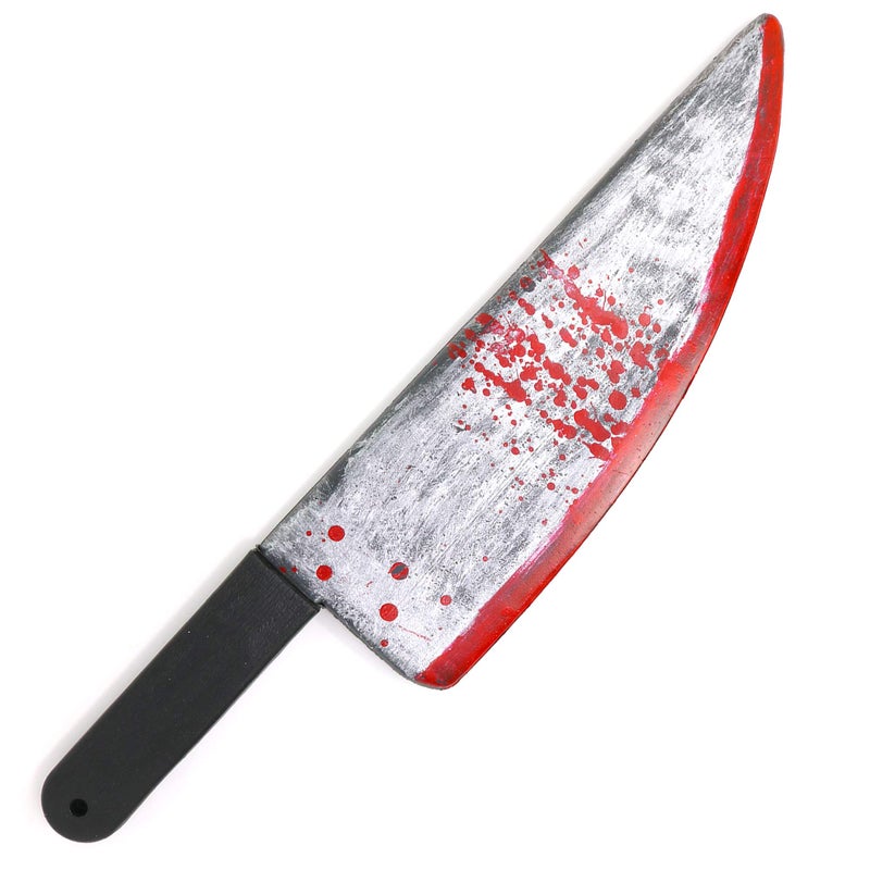 Skeleteen Large Bloody Knife - 16 Long  Realistic Looking Prank Toy  Fake Plastic Blade with Blood Stains - Costume Prop or Gag Blade for Halloween Haunted House  April Fools