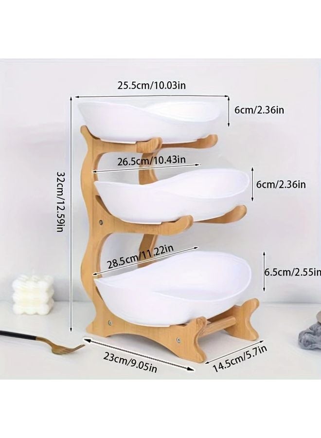 White Three Tier Fruit Stand Kitchen Dining Organizer Space Saving Tabletop Decor - Image 3
