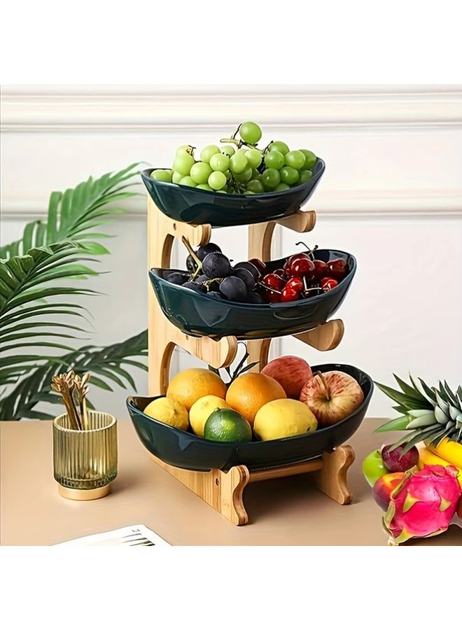 White Three Tier Fruit Stand Kitchen Dining Organizer Space Saving Tabletop Decor - Image 4