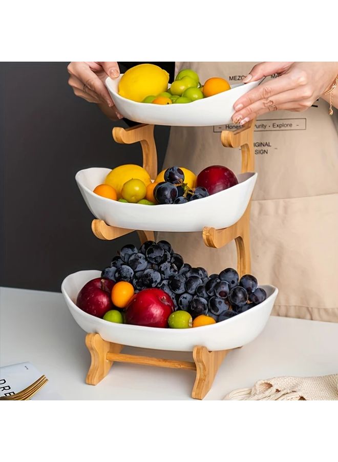 White Three Tier Fruit Stand Kitchen Dining Organizer Space Saving Tabletop Decor - Image 5