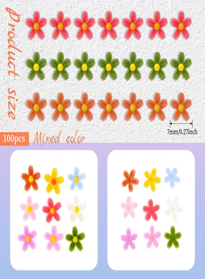 Styquenzer 100 PCS Micro Resin Daisy Blooms Flower Beads Garden Miniature Polyresin Flowers Mini Accessories Flowers for Crafts Miniature Flowers for Terrarium Zen Garden Back Garden Micro Landscaping Decoration - Image 2