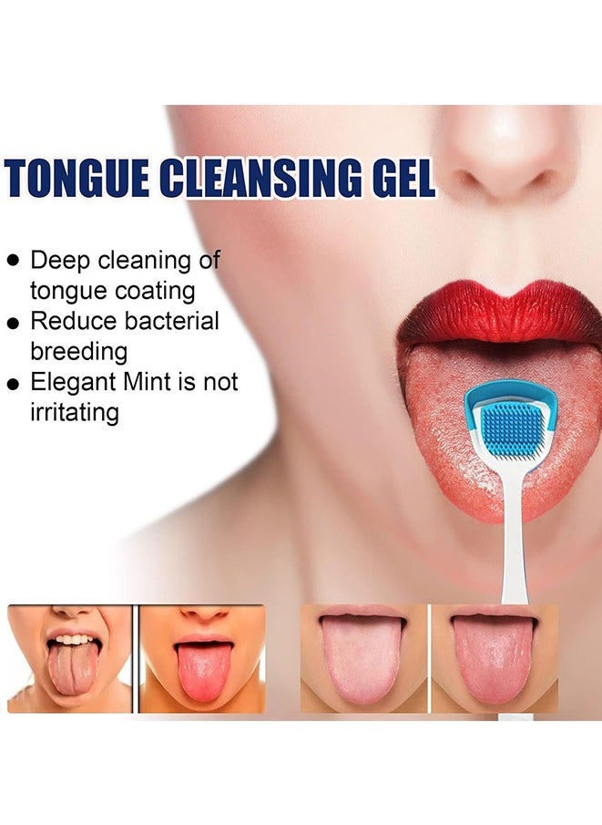 Generic - مجموعة جل تنظيف اللسان، جل منظف اللسان مع فرشاة اللسان، مكشطة اللسان، سهلة الاستخدام للبالغين والأطفال - Image 1