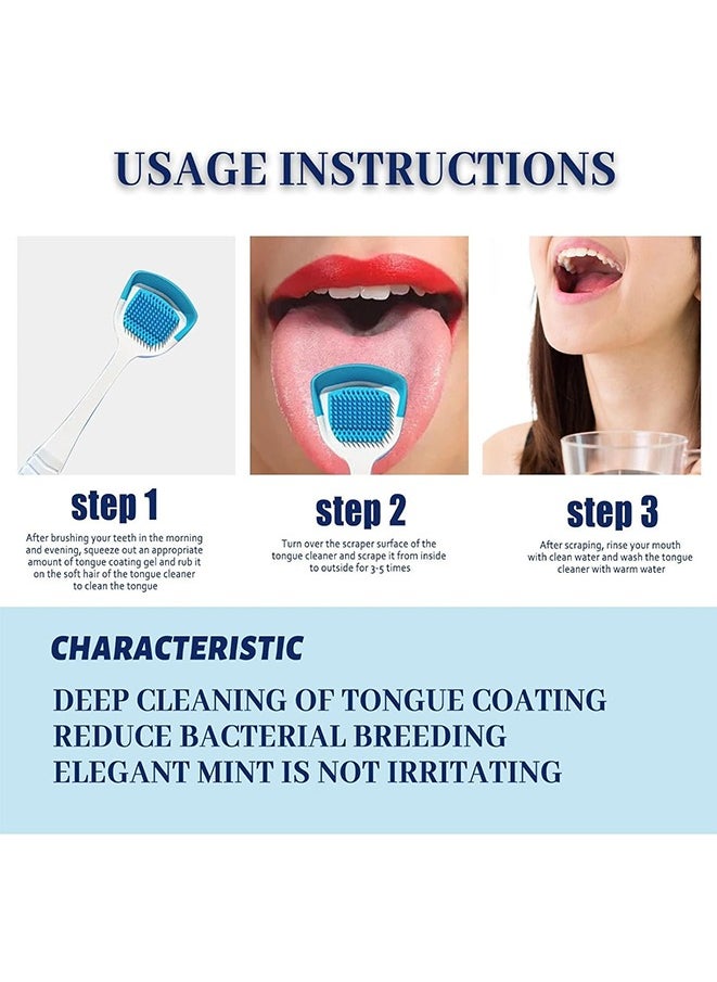 Generic - مجموعة جل تنظيف اللسان، جل منظف اللسان مع فرشاة اللسان، مكشطة اللسان، سهلة الاستخدام للبالغين والأطفال - Image 1
