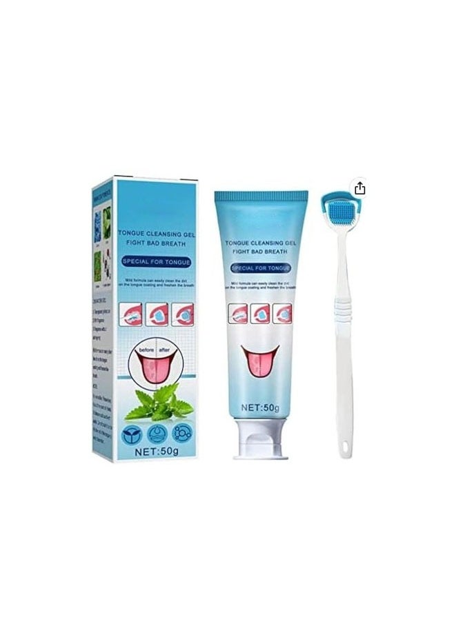 Generic - مجموعة جل تنظيف اللسان، جل منظف اللسان مع فرشاة اللسان، مكشطة اللسان، سهلة الاستخدام للبالغين والأطفال - Image 1