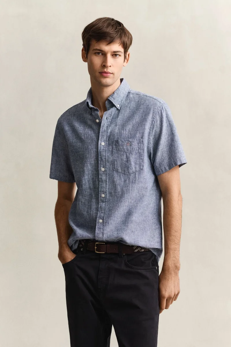 GANT  Regular Cotton Linen Short SleeveShirt for Men | Best Price UAE