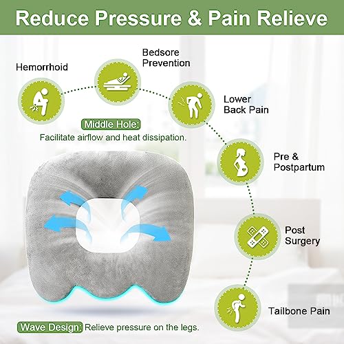 ECISZ Hemorrhoid Pillow Bed Sore Cushion for Butt Sitting Donut Pillow Pressure Ulcer Cushion Donut Pillow for Tailbone Pain Relief Postpartum Pillow After Surgery Pressure Pads Medical Donut Seat Cushion - Image 2