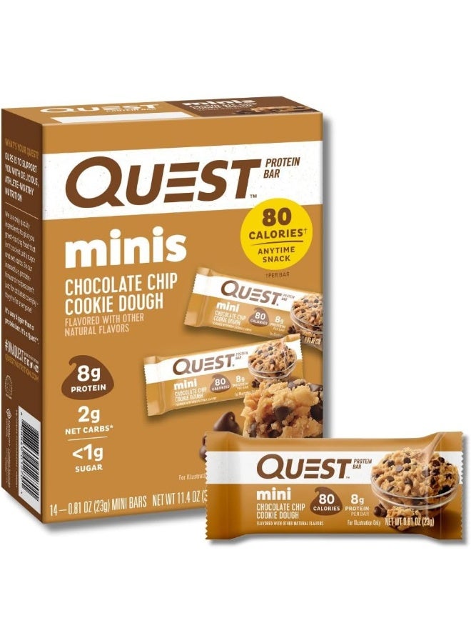 Quest Nutrition Mini Chocolate Chip Cookie Dough Protein Bars, High Protein, Low Carb, Keto Friendly, 14 Count - Image 1