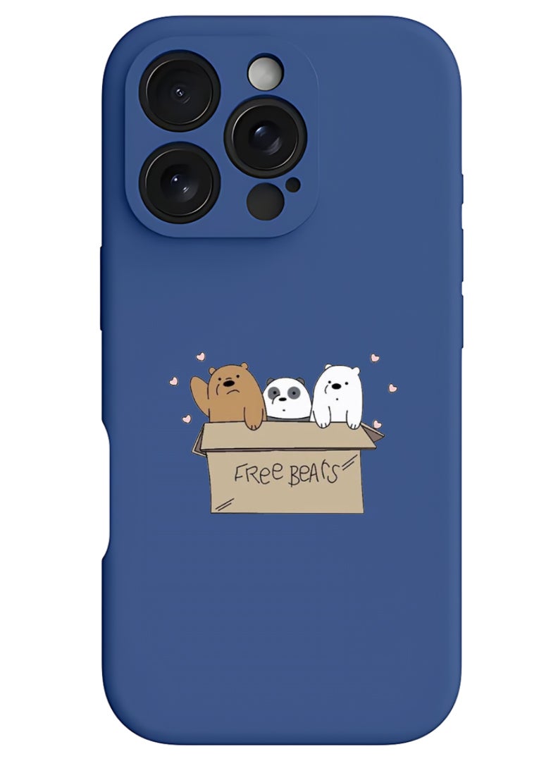 Theodor iPhone 16 Pro Max Blue Protective Slim Fit Case Liquid Silicone Cover with Full Body Protection Anti-Scratch Shockproof Case For iPhone - We are bears - Image 1