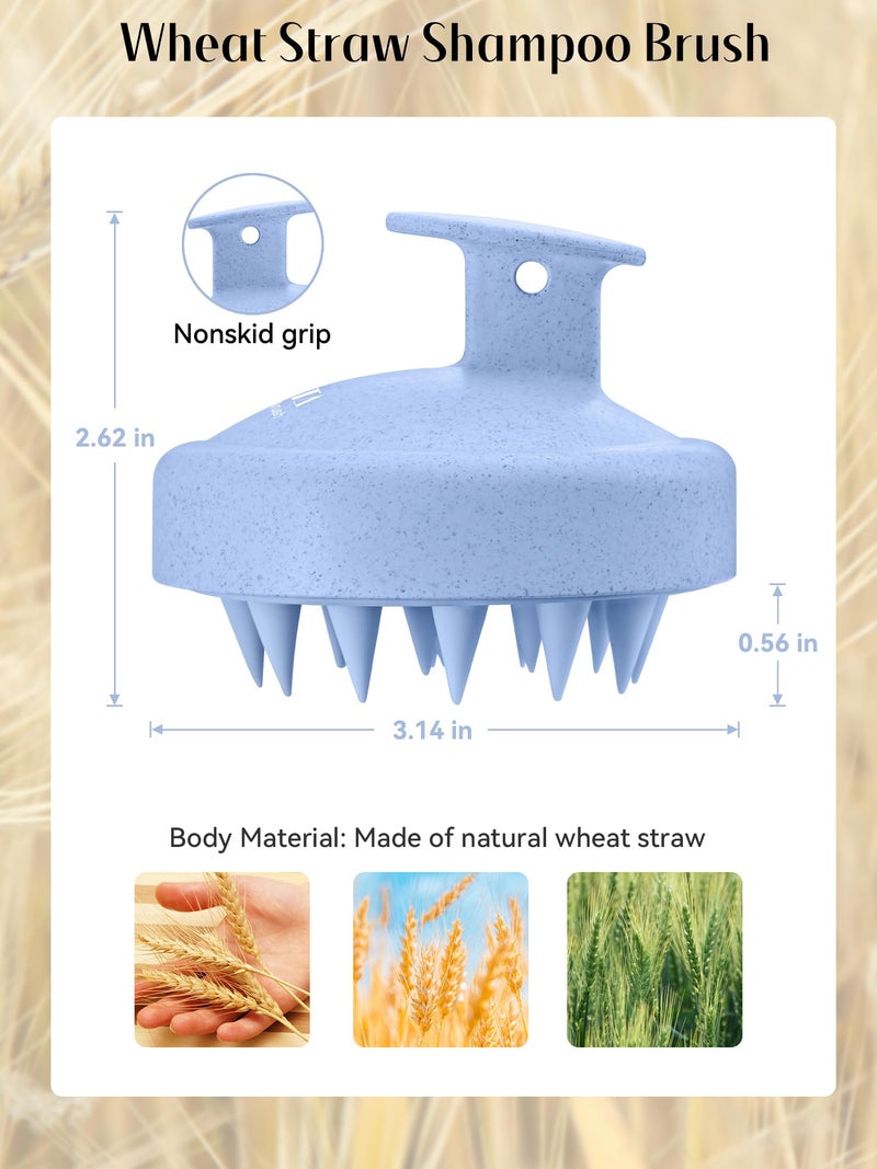 HEETA Scalp Massager Hair Growth, Soft Silicone Scalp Scrubber Shampoo Brush for Exfoliation, Dandruff Removal & Head Massage Stress Relax, Wet & Dry Use for Thick, Thin Hair Care, Wheat Straw Blue - Image 2
