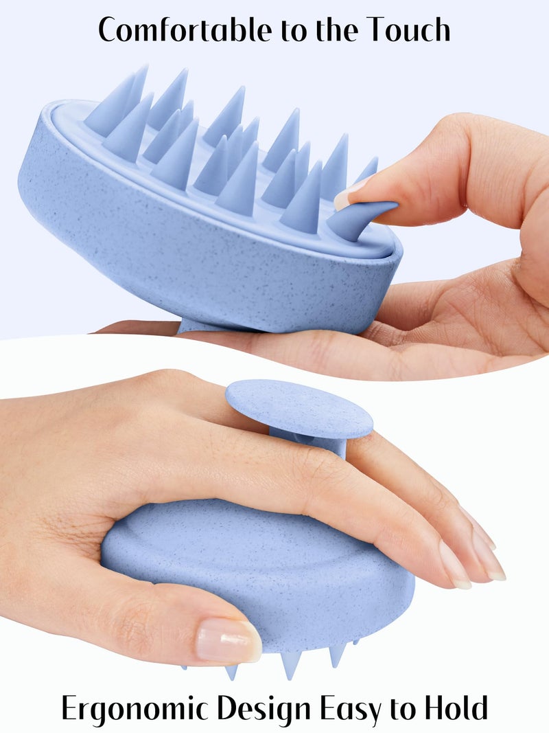 HEETA Scalp Massager Hair Growth, Soft Silicone Scalp Scrubber Shampoo Brush for Exfoliation, Dandruff Removal & Head Massage Stress Relax, Wet & Dry Use for Thick, Thin Hair Care, Wheat Straw Blue - Image 5
