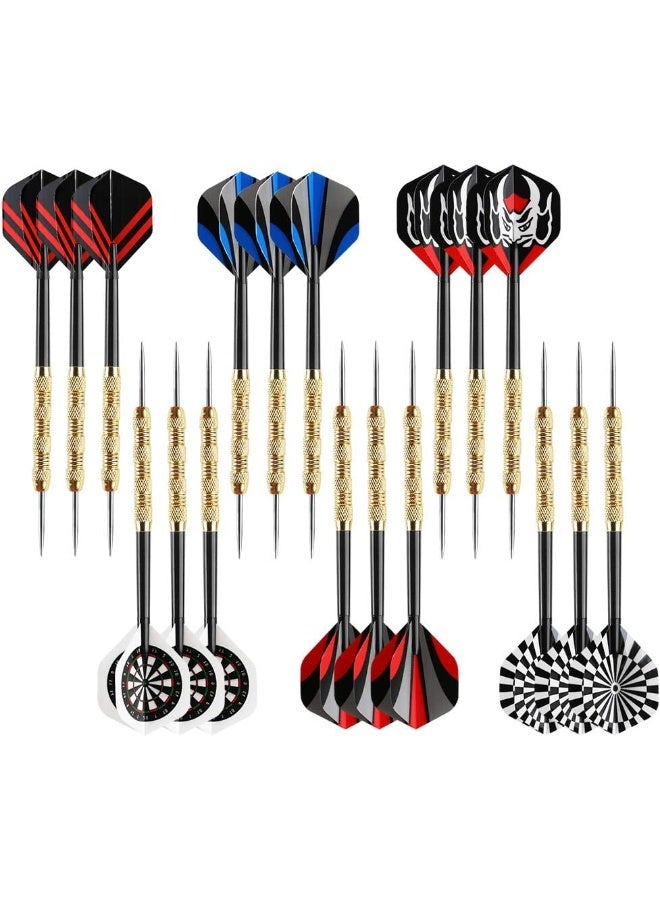 DEXO 18 Pcs Steel Tip Darts Set – Professional Metal Darts with Copper Barrel, PVC Shafts & Stainless Steel Tips for Dartboard Games - Image 1