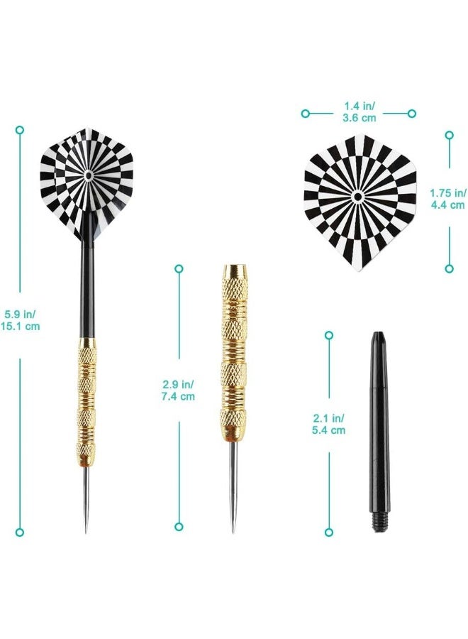 DEXO 18 Pcs Steel Tip Darts Set – Professional Metal Darts with Copper Barrel, PVC Shafts & Stainless Steel Tips for Dartboard Games - Image 5