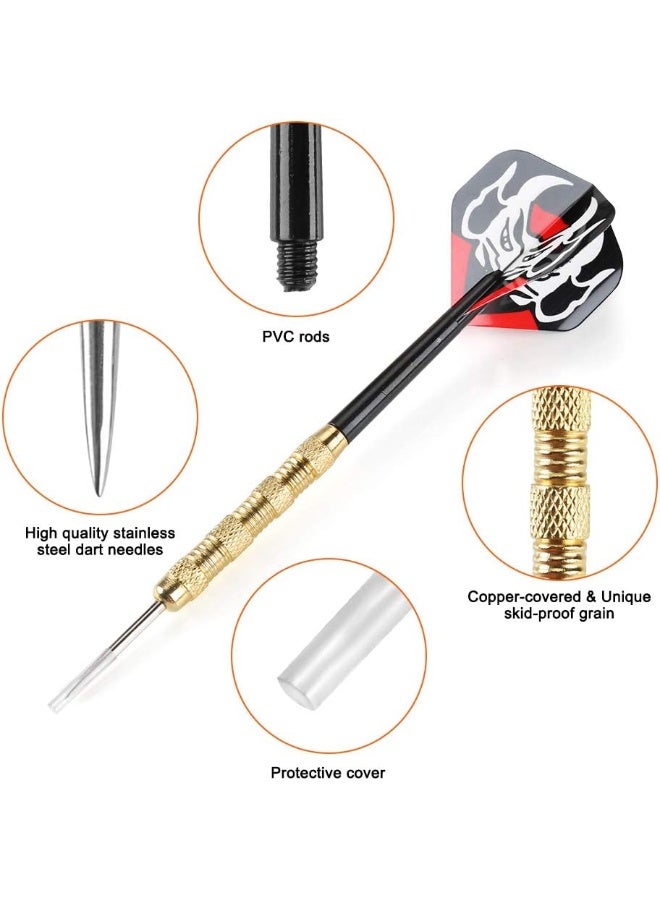 DEXO 18 Pcs Steel Tip Darts Set – Professional Metal Darts with Copper Barrel, PVC Shafts & Stainless Steel Tips for Dartboard Games - Image 3