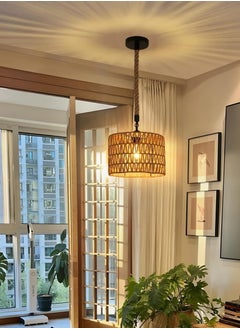 حبال لمبات خيش ديكور ريفي   للديكورات المنزليه والكافيات والحدائق مصباح سقف بتصميم حبل برأس من القنب