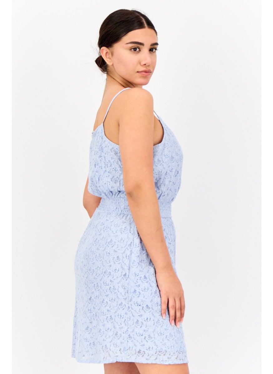 ONLY Women Textured Mini Dress, Light BLue  - Image 2
