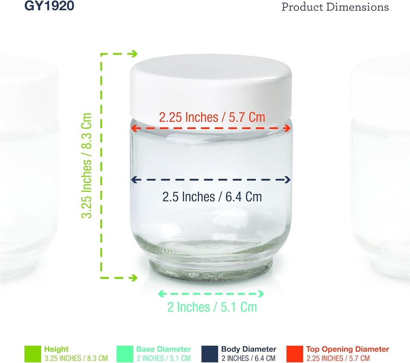 Euro Cuisine GY1920 Set of 8 Glass Jars for Yogurt Maker - 6oz Capacity - Image 2