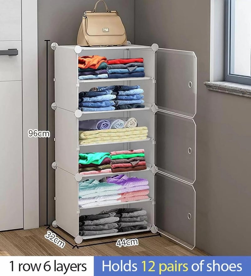 HOMIDEC Almirah for Clothes,Plastic Soft Sheet Collapsible Wardrobe for Clothes for Kids Clothes/Toy/Book, Baby Cupboard for Clothes Storage in Bedroom NurseryCartoon (White, 3 - Door) - Image 2