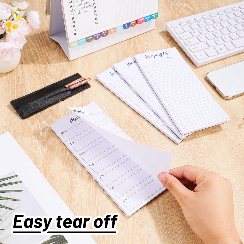 4 Pack Magnetic Note Pad for Fridge with Pen Holder, Totally 200 Sheets Magnetic To Do List, Grocery List, Shopping List, Meals Pads for Refrigerator - Image 3