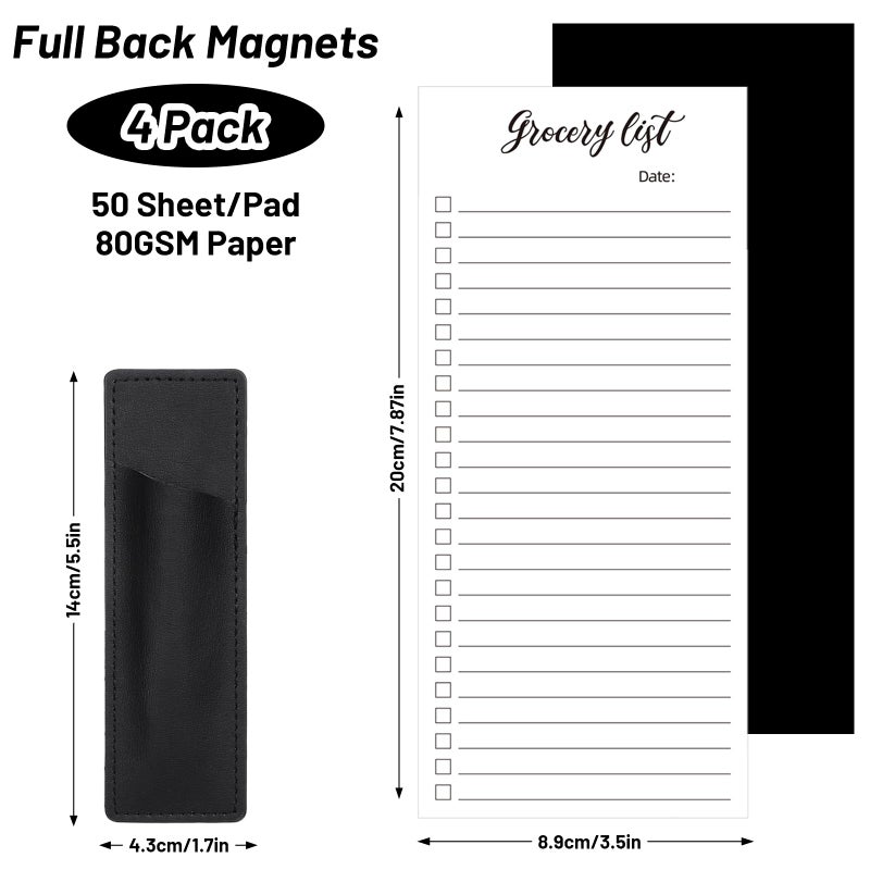 4 Pack Magnetic Note Pad for Fridge with Pen Holder, Totally 200 Sheets Magnetic To Do List, Grocery List, Shopping List, Meals Pads for Refrigerator - Image 2