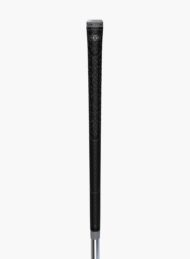 سوبر ستروك مقابض نادي الجولف SuperStroke REVL Element متوسطة الحجم، دائرية بقطر 0.60 بوصة، توفر ثباتًا في جميع الأحوال الجوية، واستجابة سريعة، وتحكمًا كاملًا في كل تأرجحة، باللونين الأسود والرمادي. - Image 2