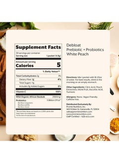 ProMix Nutrition Promix Debloat Prebiotics and Probiotics for Digestive Health, Bloating Relief, Gut Health, Candida Cleanse - White Peach - 30 Count  - Image 2