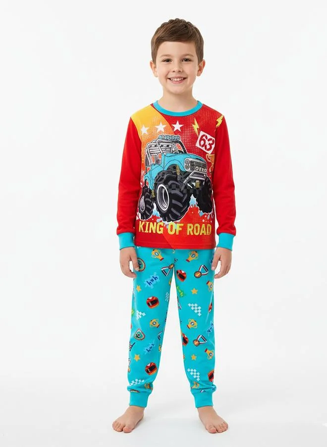 babyqlo Monster Truck Boys Glow in the Dark Pajama Set