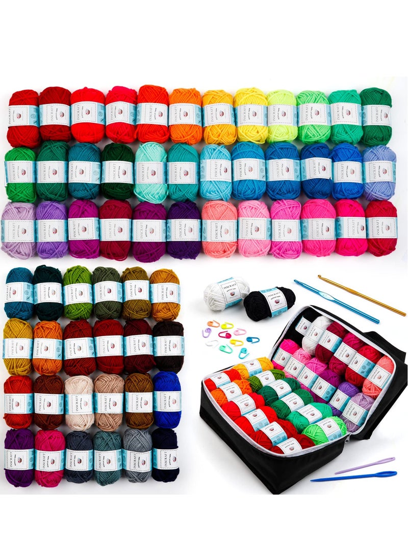 XiuWoo 62 Acrylic Yarn Skeins, 2170 Yards Yarn for Knitting and Crochet, Includes 2 Crochet Hooks,2 Weaving Needles,10 Stitch Markers, Perfect Beginner Kit for for Adults Kids  - Image 1