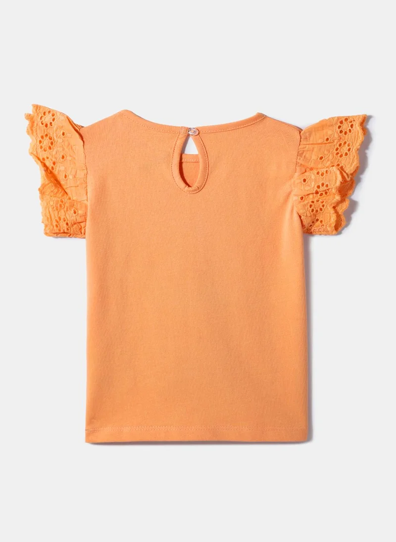 Nautinati Nautinati Orange Printed Top for Girls