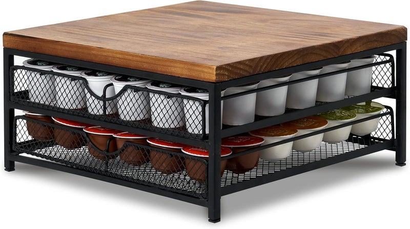NHZ Coffee Pod Drawer Holder for K cup, 2-Tier Coffee Pod Drawer Holder Organizer, No Assembly Required, K Cup Holder with 72 Capacity Capsule Pods. K Cup Organizer Suit for Home Office,Kitchen - Image 4