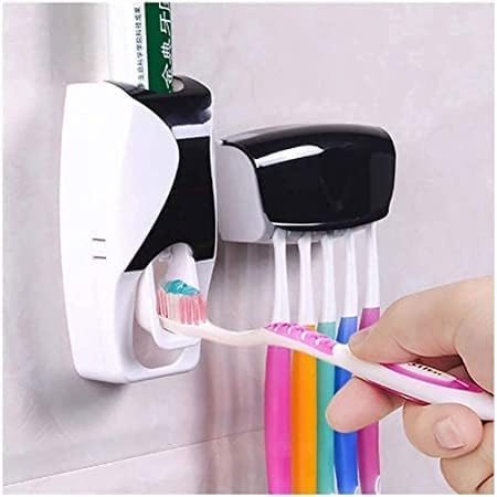PRETOX Automatic Toothpaste Dispenser with 5 Brush Holder, Fresh ABS Plastic Dust-Proof Wall Mounted Toothbrush Holder with Cover Storage Stand for Home Bathroom (Multi Colors) - Image 3
