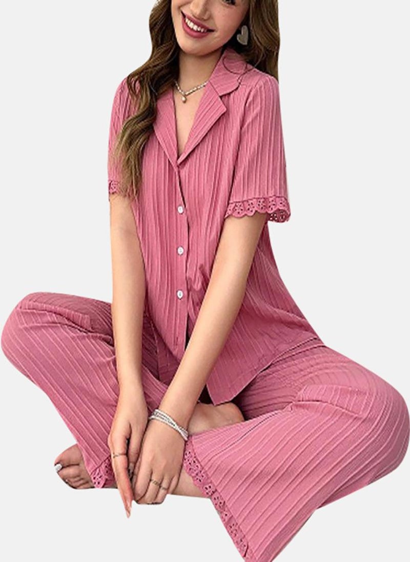 يونيكي Mauve Solid Pyjamas & Shirt - Image 1