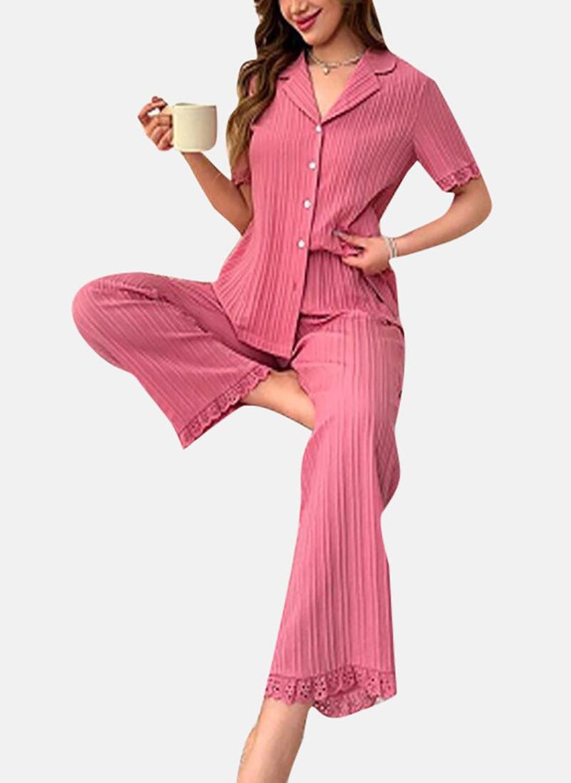يونيكي Mauve Solid Pyjamas & Shirt - Image 3