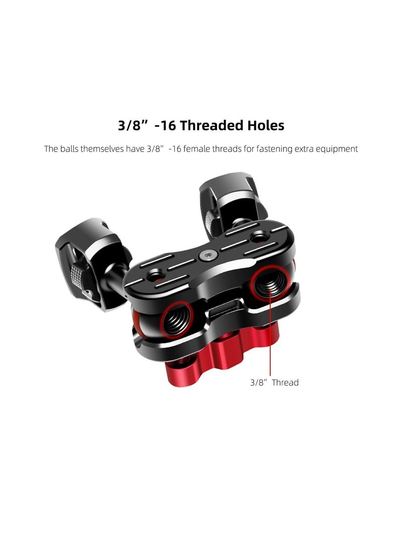 Captaintech Camera Mount Adapter, Aluminum Magic Arm Double Ball Head, with 1/4"-20 Screws and Retractable Pins, for Monitor Video Light Microphone Super Clamp Tripod and Camera Cage, for Dslr Camera - Image 4