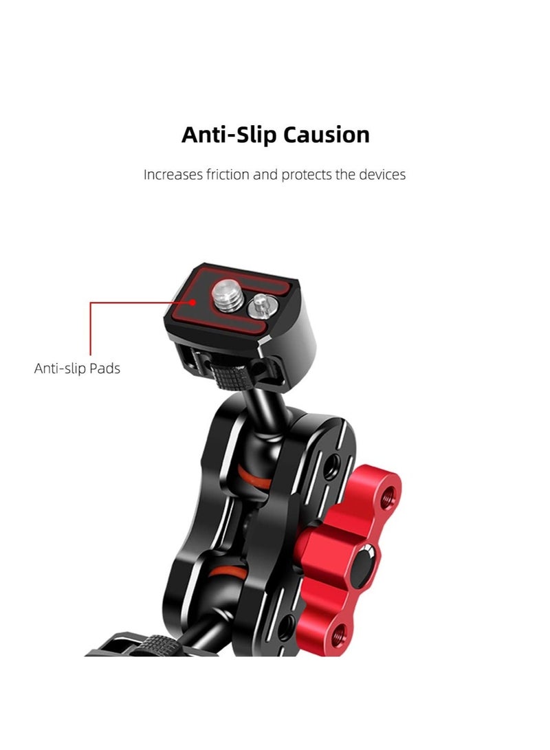 Captaintech Camera Mount Adapter, Aluminum Magic Arm Double Ball Head, with 1/4"-20 Screws and Retractable Pins, for Monitor Video Light Microphone Super Clamp Tripod and Camera Cage, for Dslr Camera - Image 2