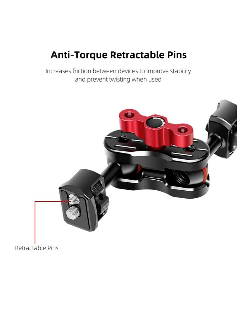 Captaintech Camera Mount Adapter, Aluminum Magic Arm Double Ball Head, with 1/4"-20 Screws and Retractable Pins, for Monitor Video Light Microphone Super Clamp Tripod and Camera Cage, for Dslr Camera - Image 3