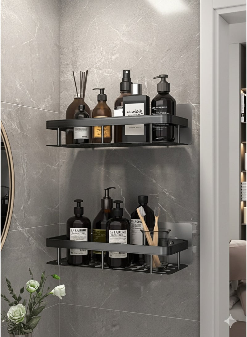 يو إل اتش واي سي أرفف عائمة للحمام من الفولاذ المقاوم للصدأ بدون حفر مكونة من قطعتين - Image 1