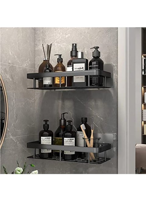 2-Piece No Drilling Stainless Steel Bathroom Shower Shelf Floating Shelves
